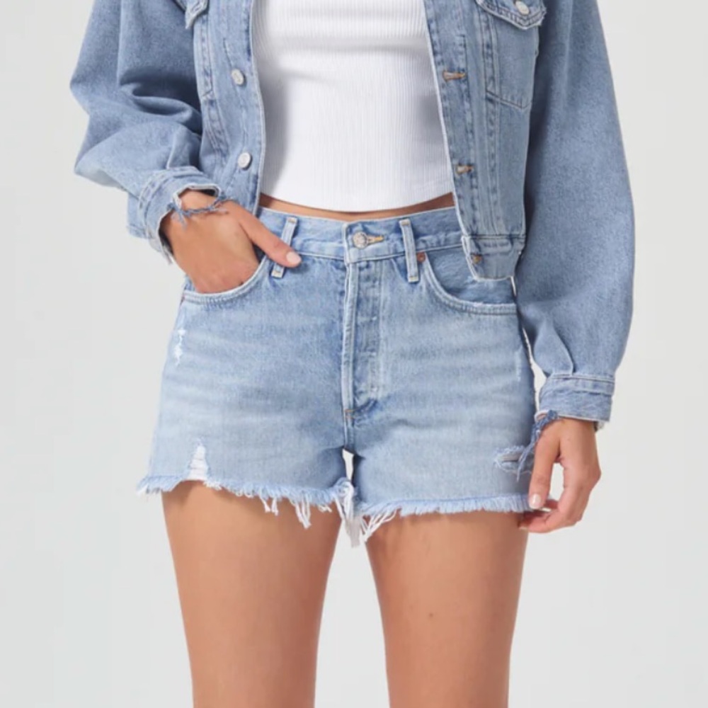 Agolde Light Blue Jean Shorts